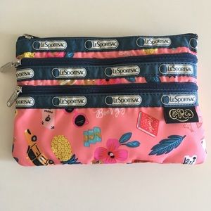 Lesportsac Rifle Paper Co 3zip Cosmetic Bag